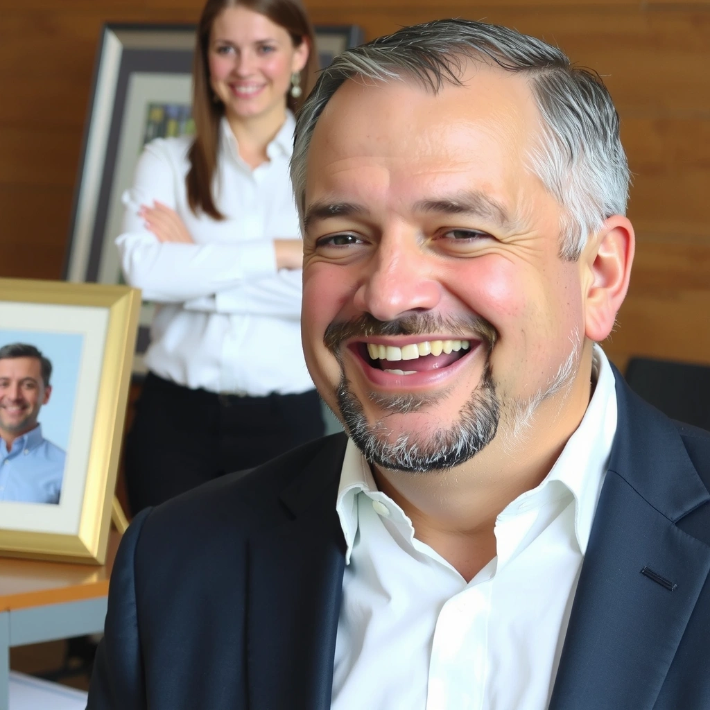 Portrait of a smiling man, John D.