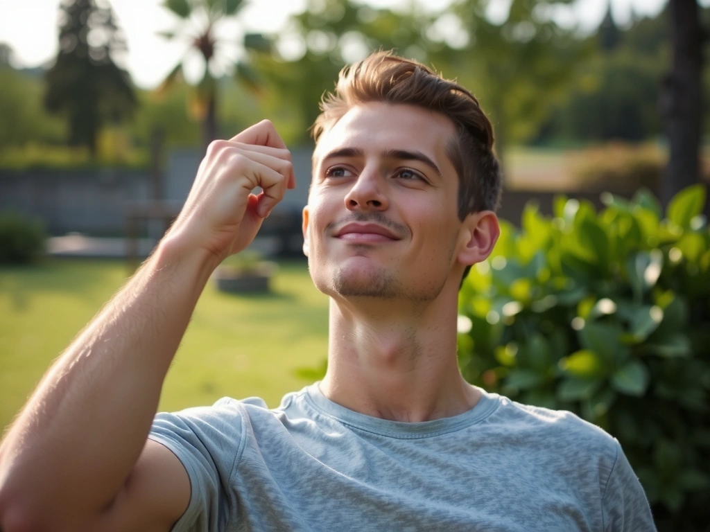 Dynamic image of a strong, healthy man in a natural, vibrant setting, embodying vitality and energy.