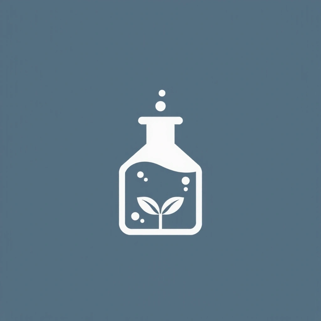 Beaker and plant icon for natural ingredients